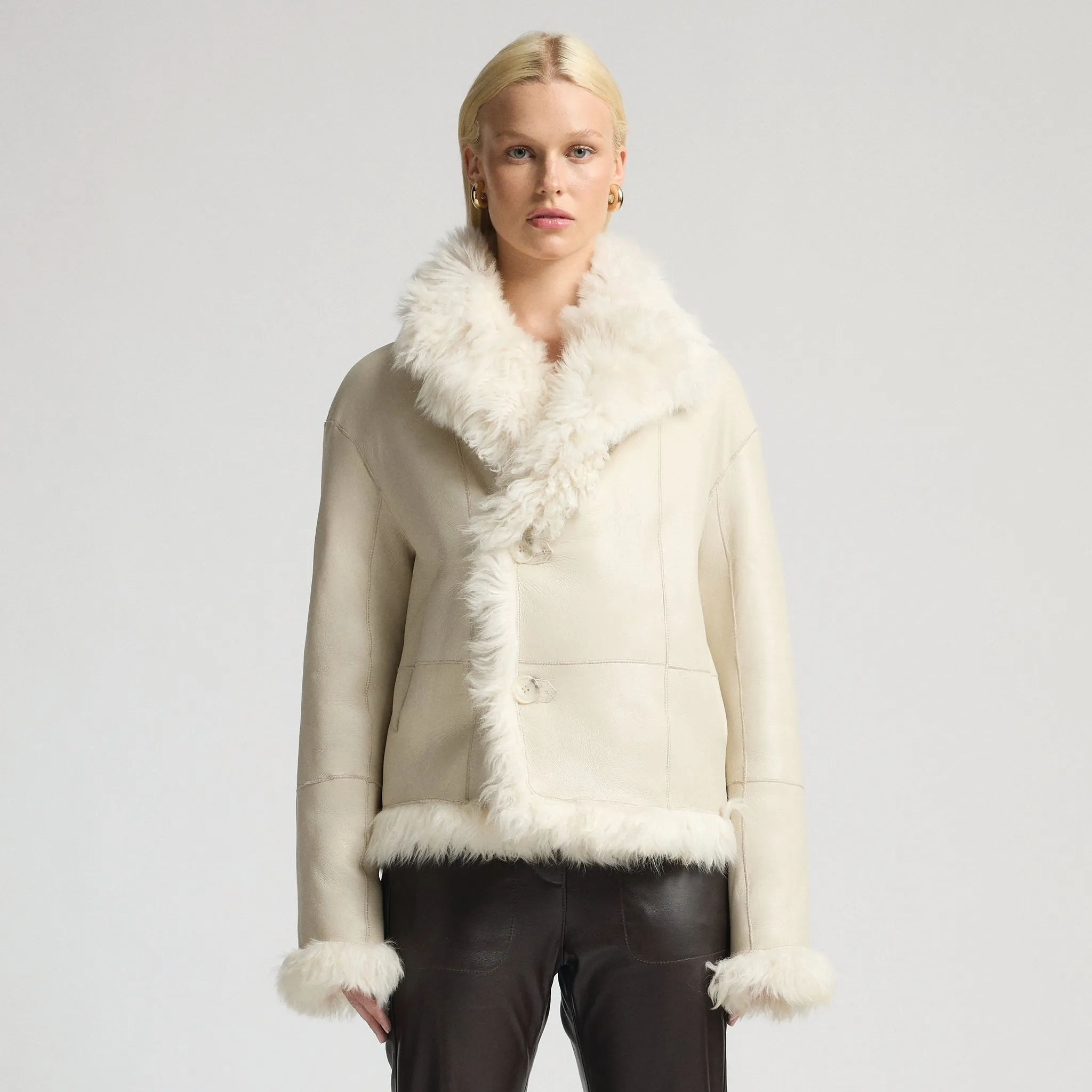Anthea Reversible Shearling Jacket - Milk