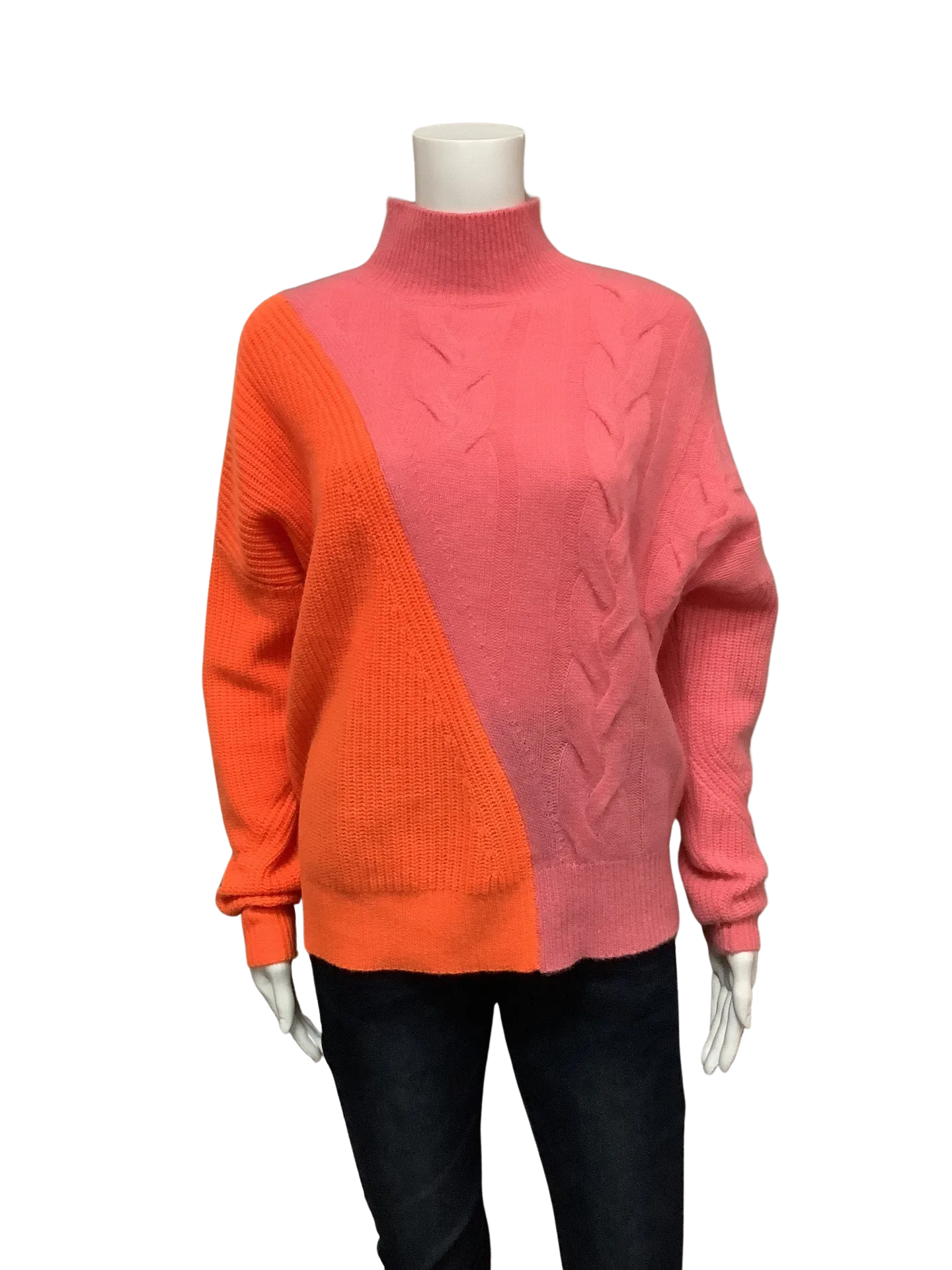 Brodie Women's Sweater Orange/Pink Sophia Colour Block Cashmere Size: S