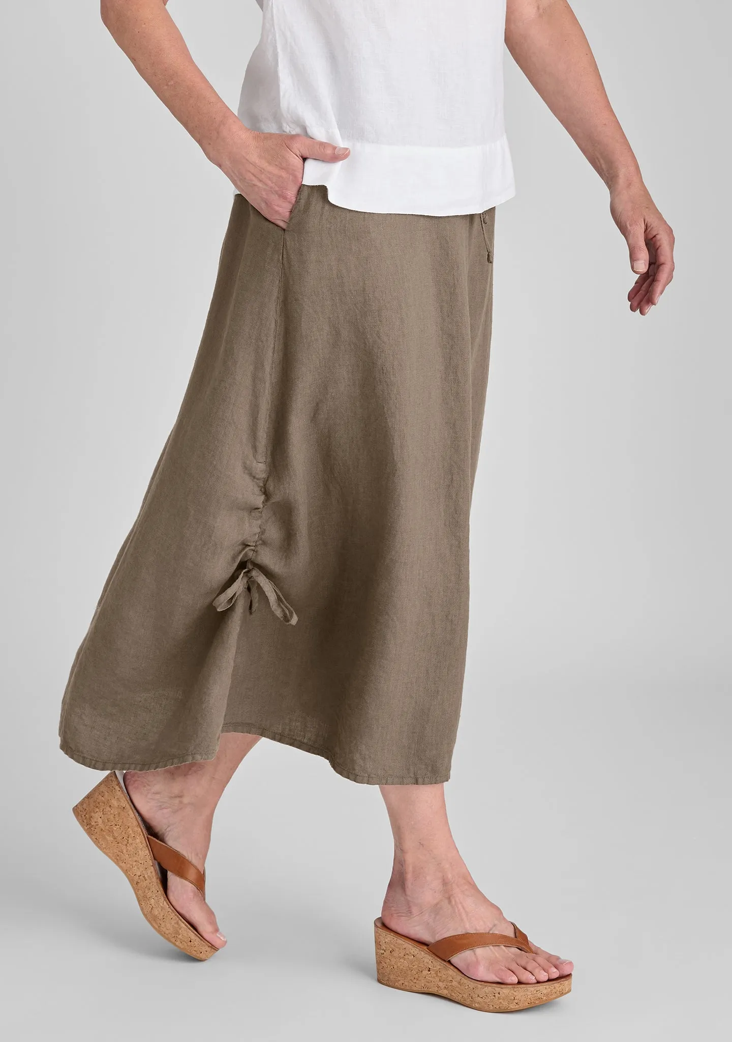 Cinched Skirt - Linen Maxi Skirt