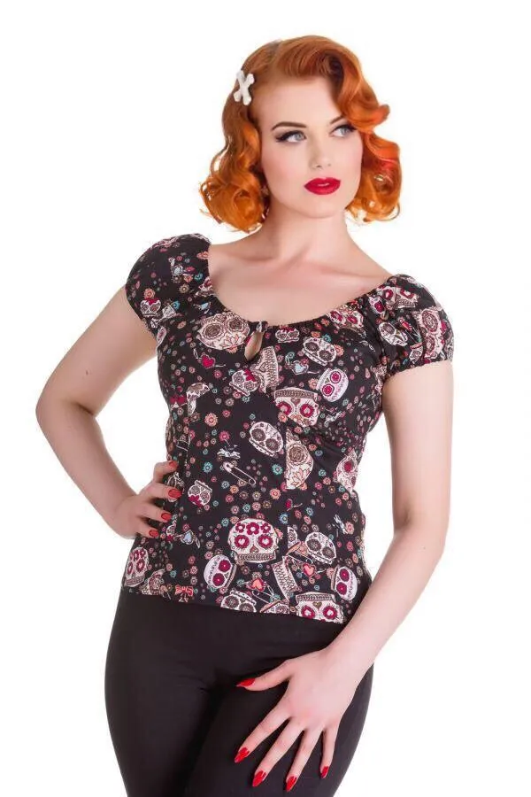 Hell Bunny Dia De Los Muertos Candy Sugar Skull Love Top