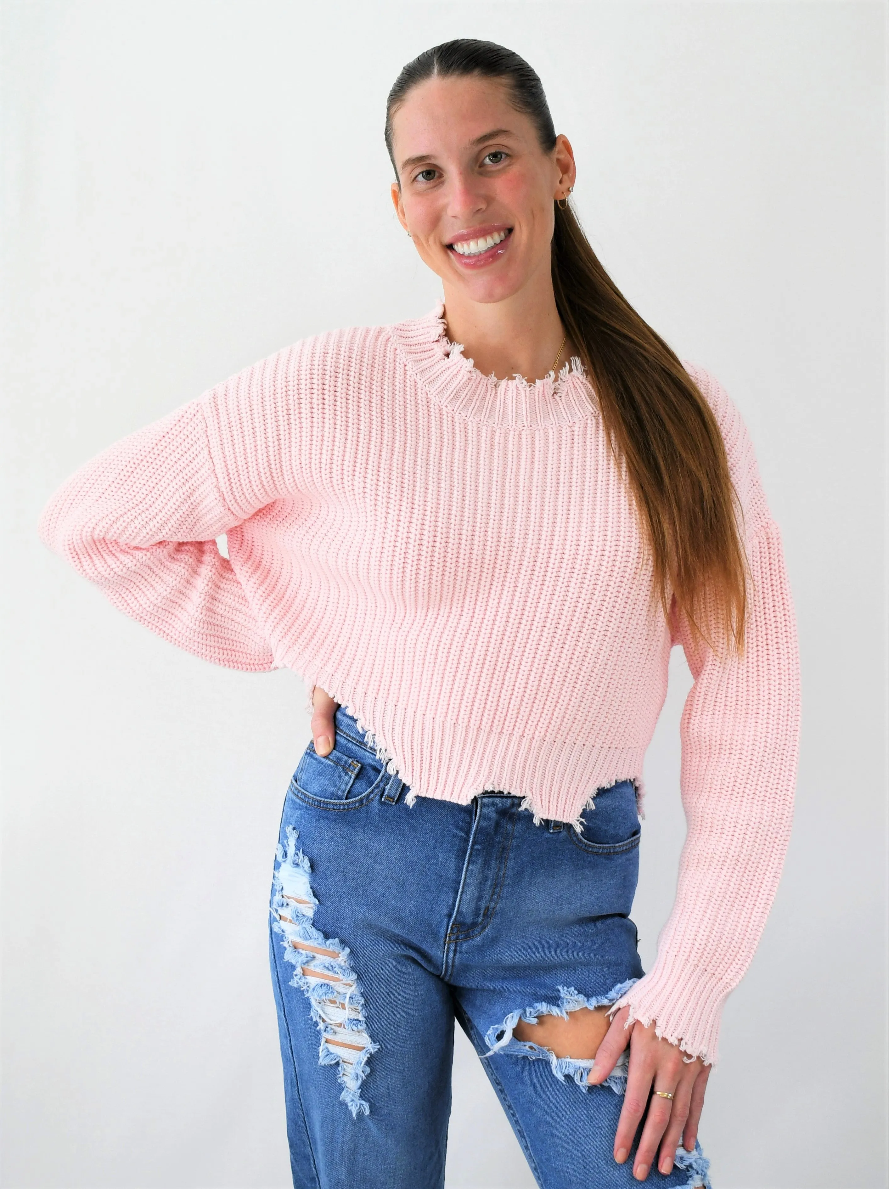 Jagged Edge Crop Sweater