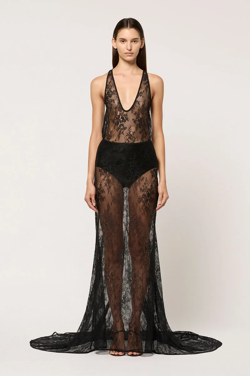 LACE MAXI SKIRT WITH TRAIN