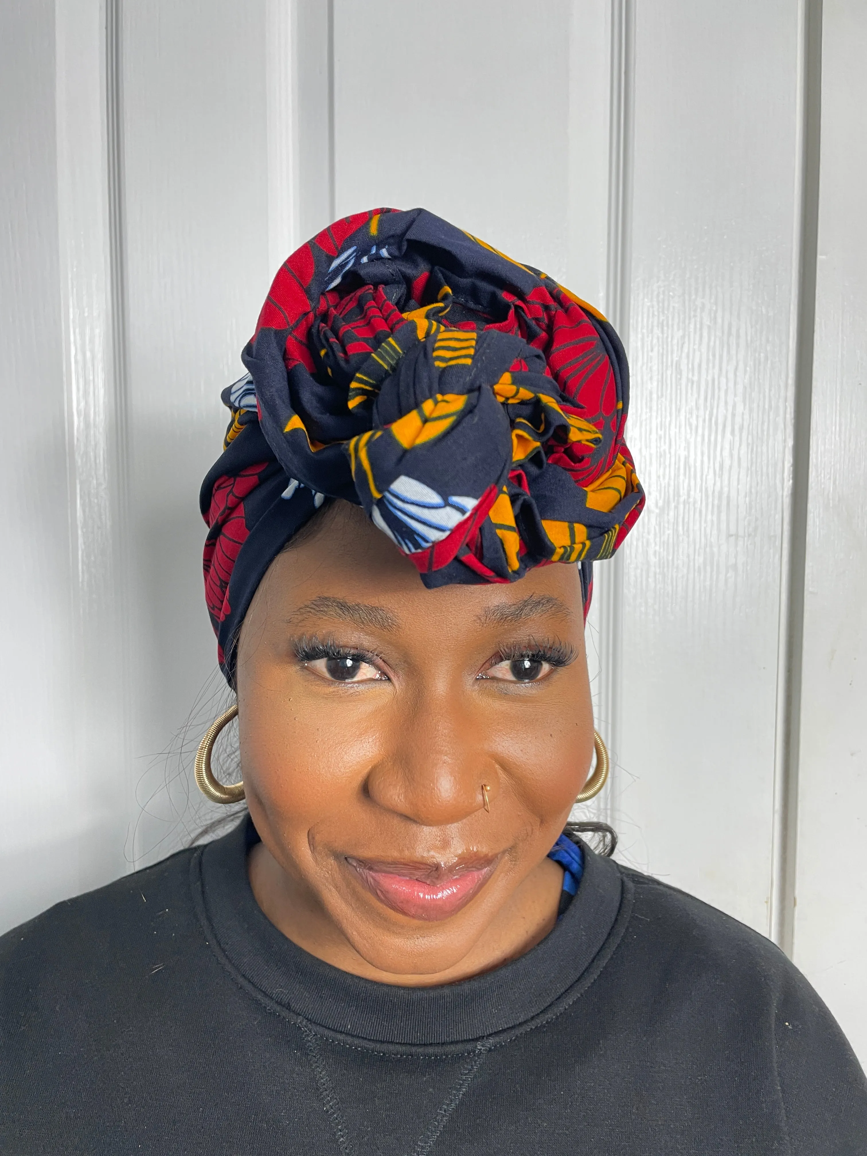Mfon Blue and Red HeadWrap/Scarf