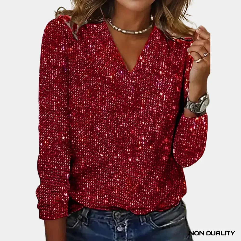 Non Duality | Sparkle Glam V-Neck Top