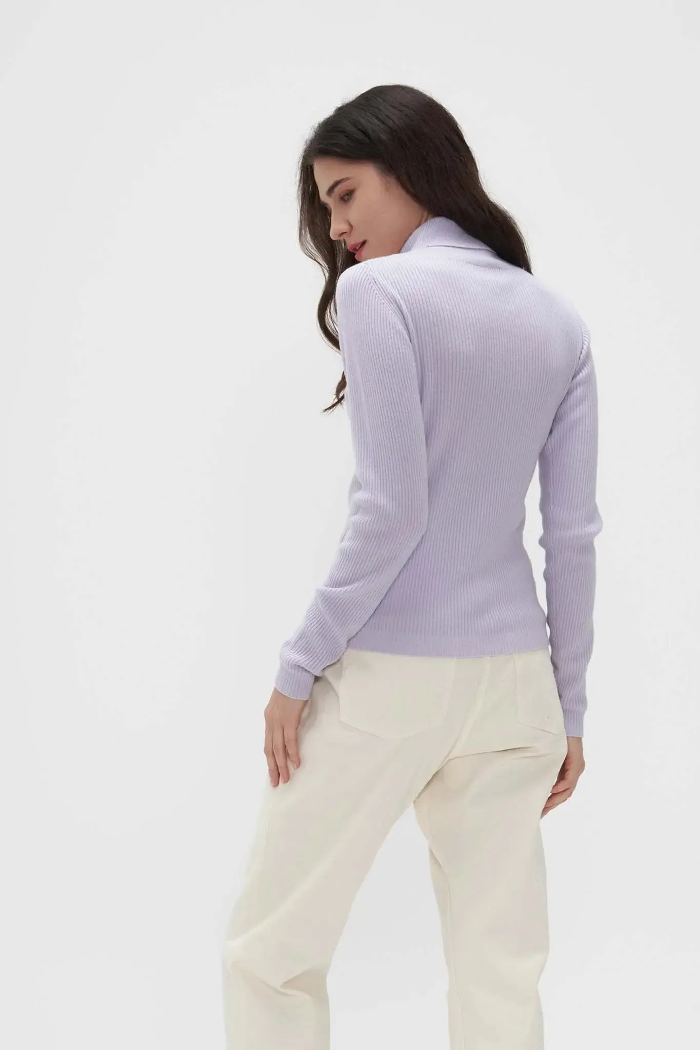 Slim Turtleneck Sweater in Cashmere and Wool